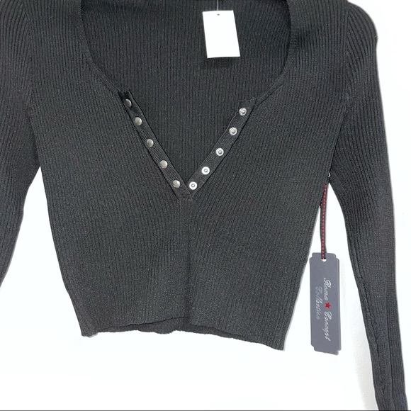 Black Button Front Long Sleeve - Picture 5 of 6